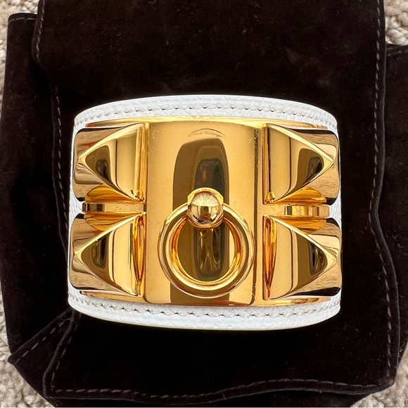 HERMES CDC Collier de Chien Bracelet White Gold-tone - Picture 2 of 7